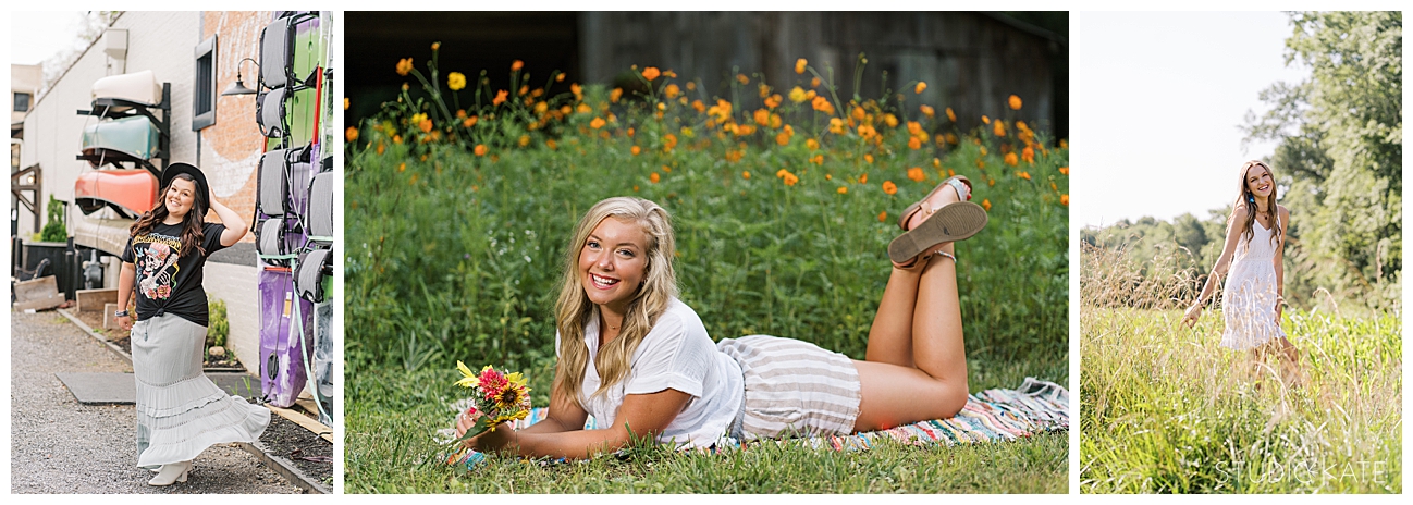 What to wear for senior session during summer. Tips for summer session in northwest Georgia and Tennessee. Rome Georgia photographer Kate Walton with Studio Kate.