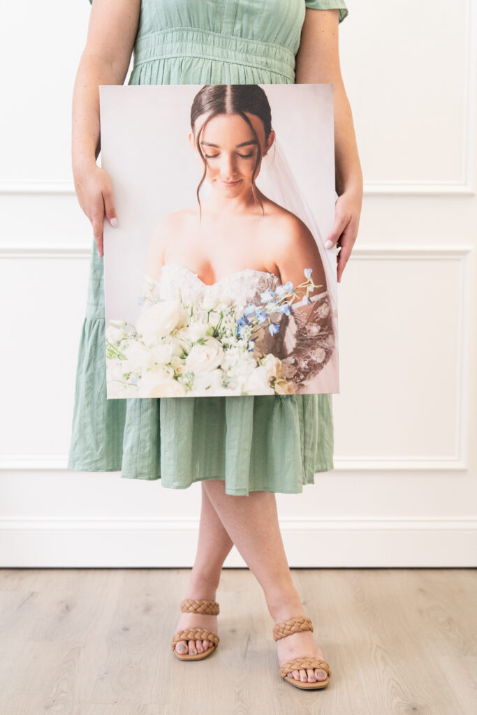 Printed bridal portraits for wedding photographer brand photos
